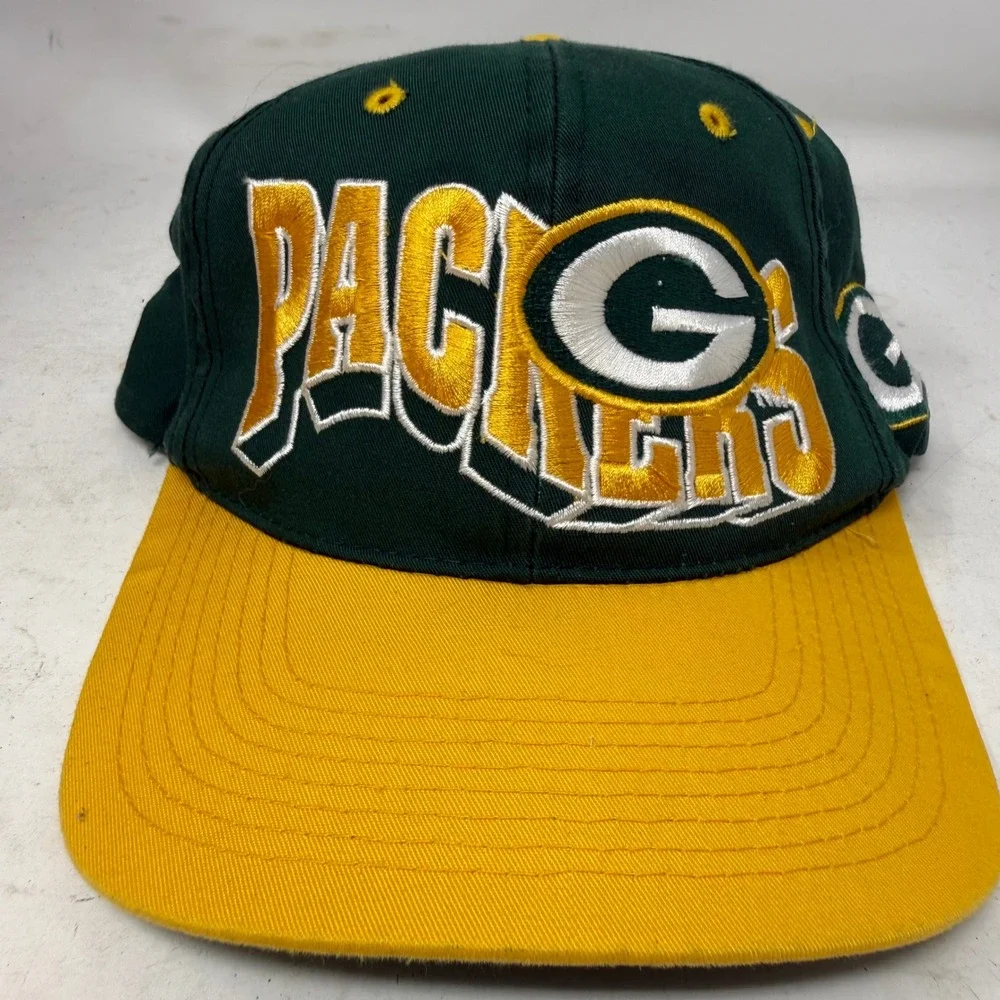 Vintage Green Bay Packers Snapback Hat NFL ANI Green Gold Embroidered Cap Mens